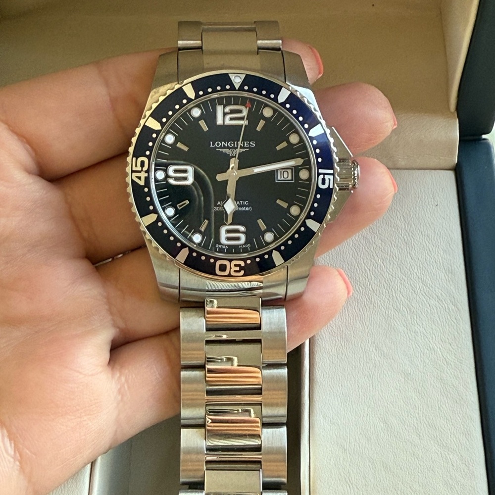 Longines Silver and Black Watch